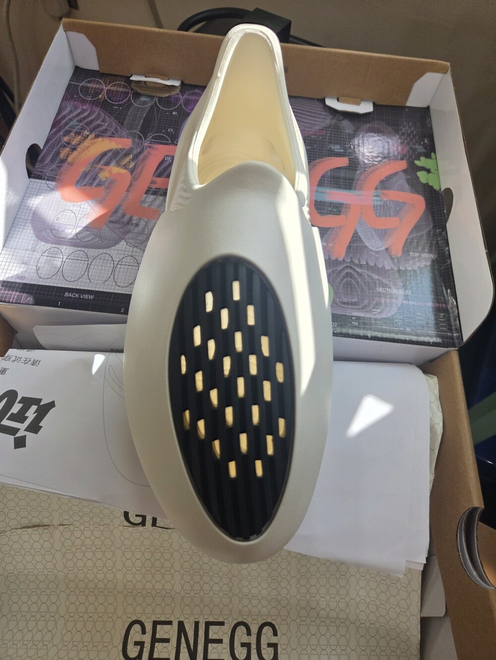 Men's Slip-On Foam Clog in Cream with Black Vent Detail